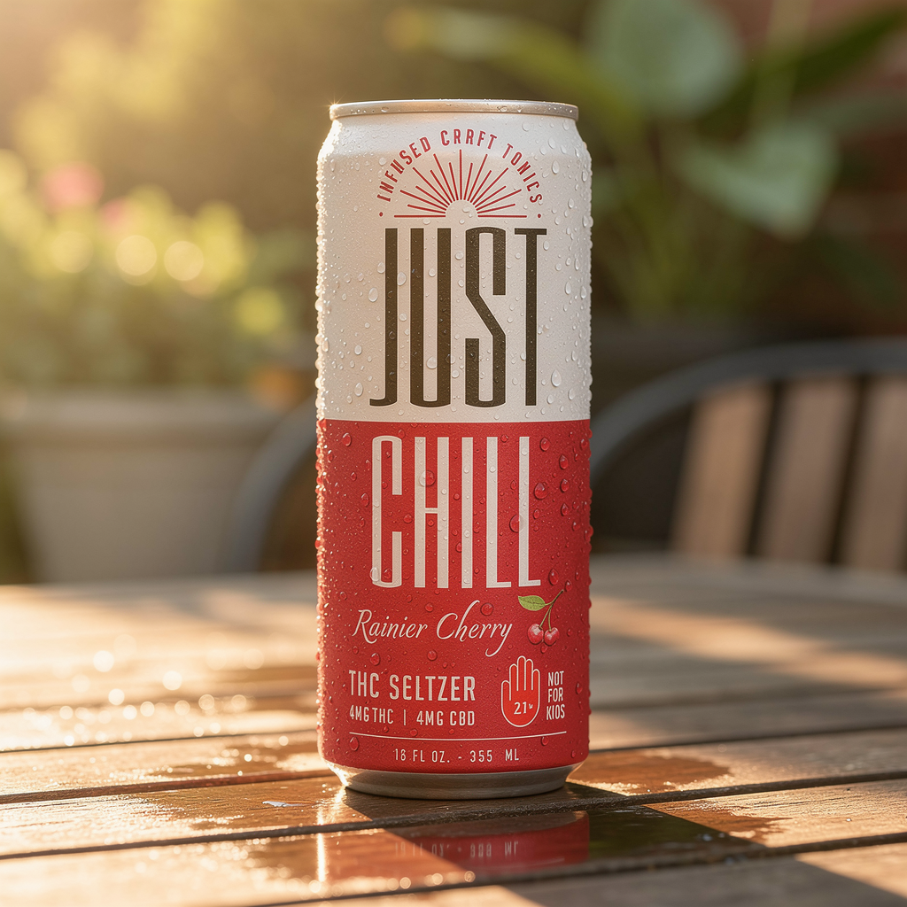 Just Chill Rainier Cherry hemp tonic can